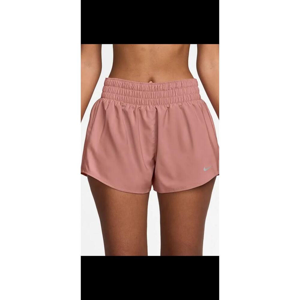 Women's Nike One Dri-FIT Mid-Rise 3" Brief-lined Shorts - Rust Pink - Medium